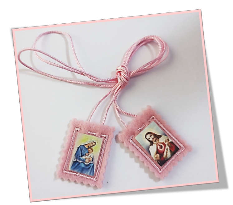 Scapular for little people (Brown Scapular) in Pink