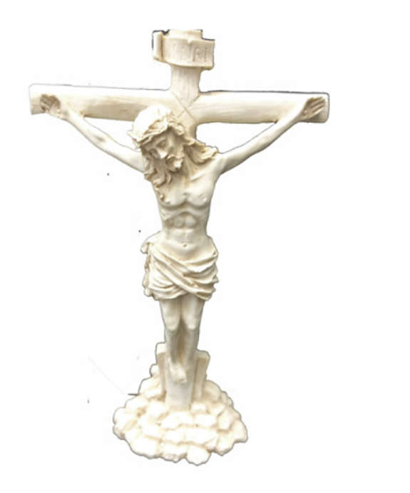 Rustic Standing Crucifix - 19cm x 12cm - In Vanilla