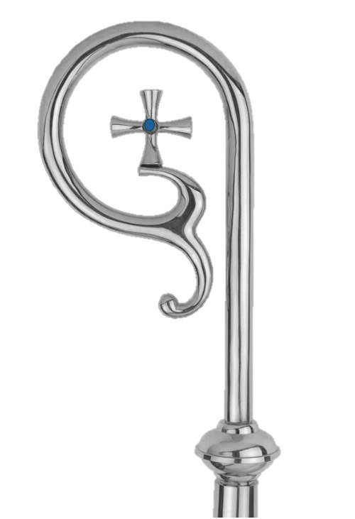 Stainless Steel Crozier with Blue Stone - 170cm - Imported Item
