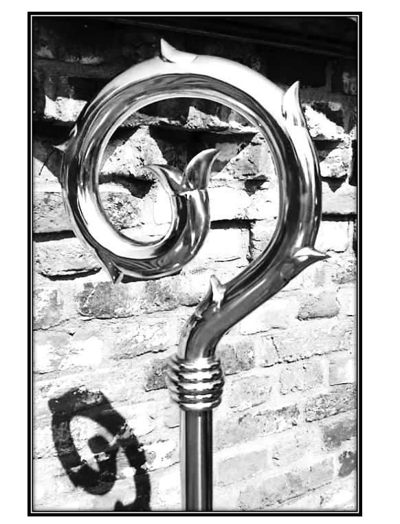 Stainless Steel Crozier / Leaf Design - 170cm - Imported Item
