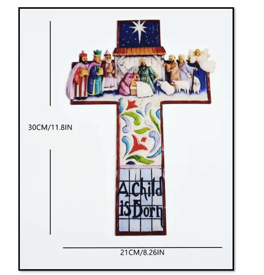 A Child is Born - 30cm Acrylic Nativity Cross