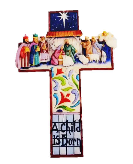 A Child is Born - 30cm Acrylic Nativity Cross