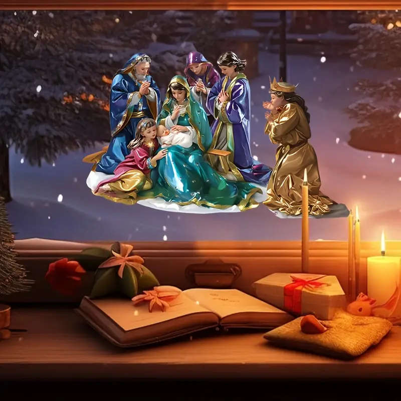Birth of Christ - Window PVC Cling - Nativity - 30cm x 20cm - Reusable