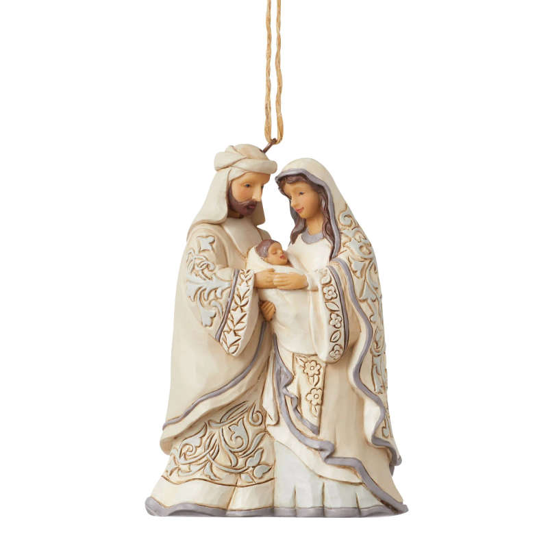 Jim Shore - 11cm Hanging White Woodland Holy Family