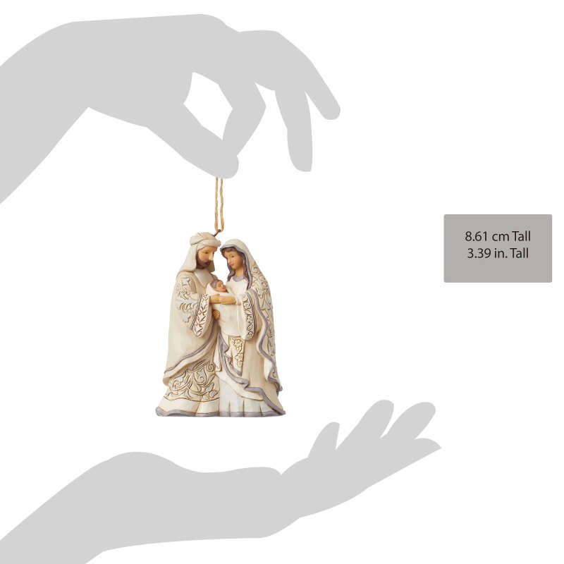 Jim Shore - 11cm Hanging White Woodland Holy Family