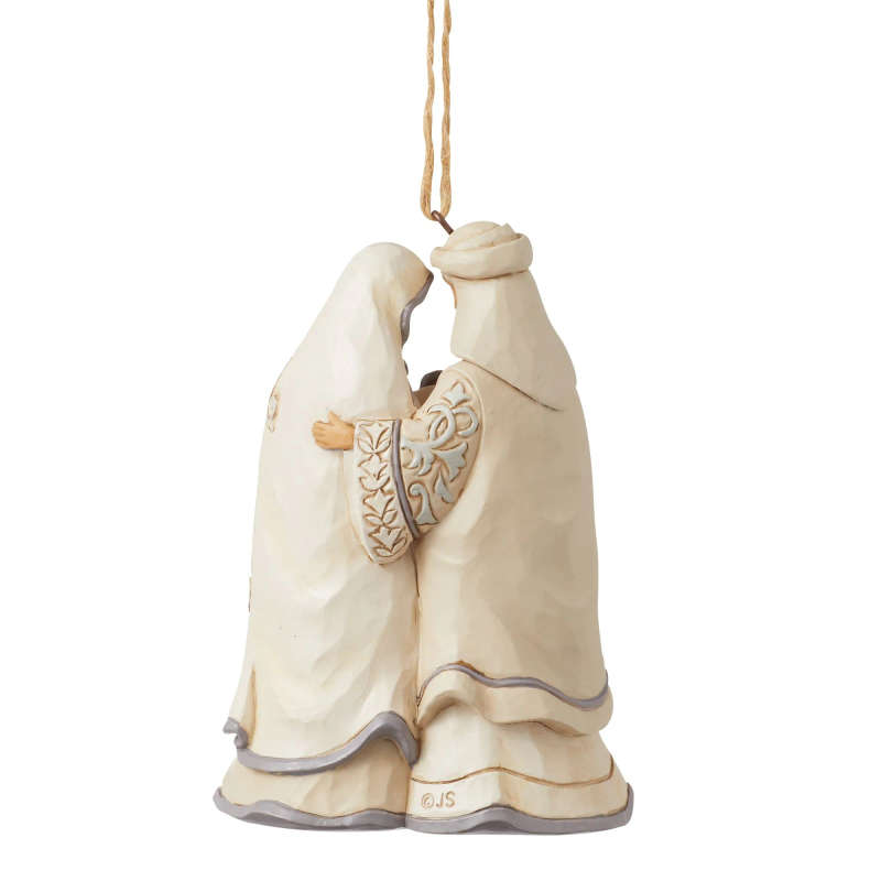 Jim Shore - 11cm Hanging White Woodland Holy Family