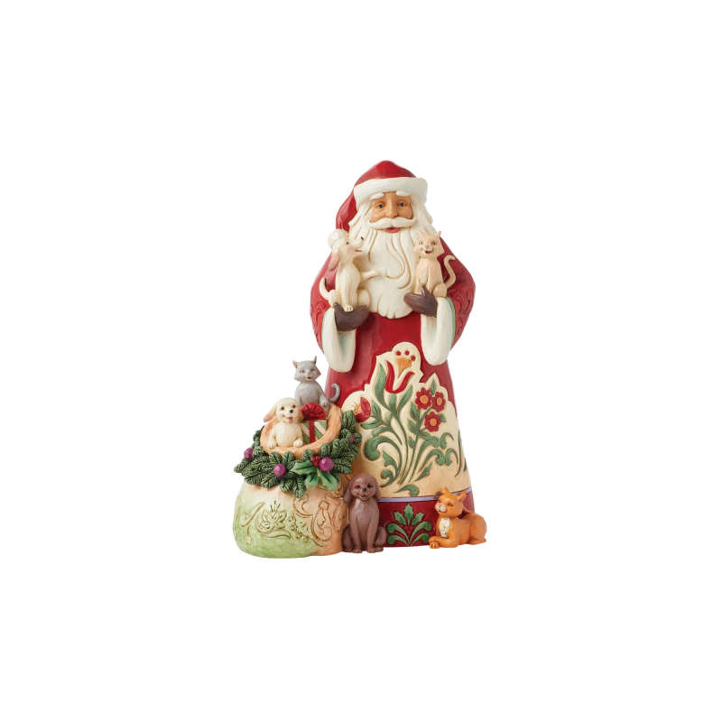 Jim Shore - Santa & Pets - Paws and Clause - 23cm Tall