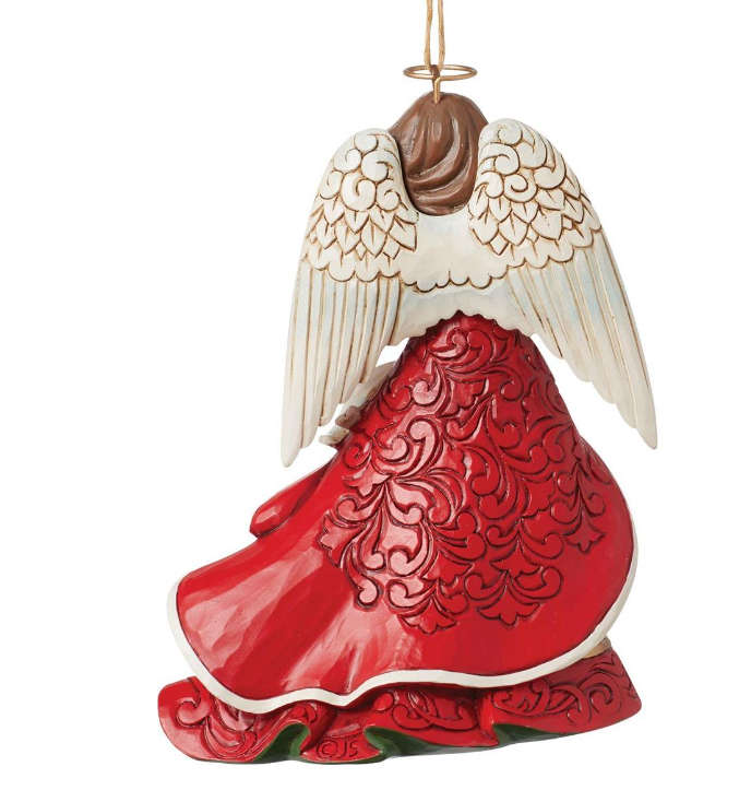 Jim Shore - 11cm Red Angel holding Cardinal Birds - hanging
