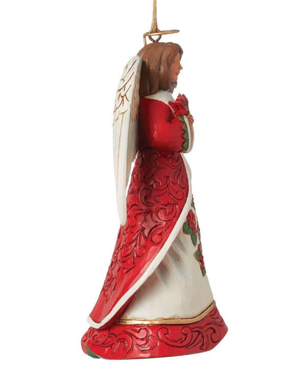 Jim Shore - 11cm Red Angel holding Cardinal Birds - hanging