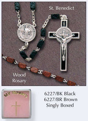 Blackish Dark Brown Wooden St Benedict Rosary