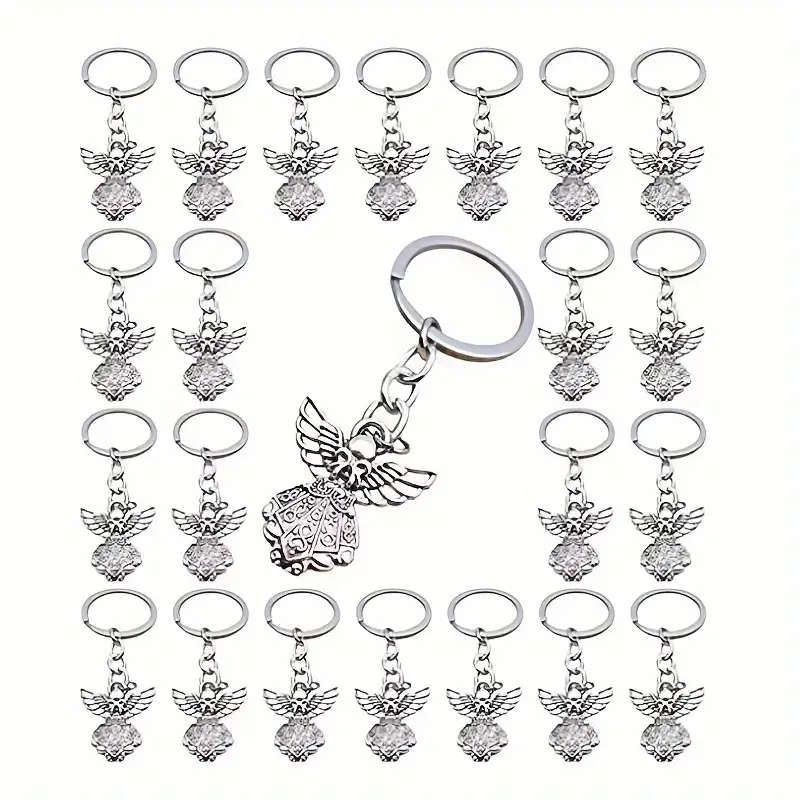 90 Piece - Angel Keyring, cards & Organza Bag - THANK YOU GIFTS - for Baptism, First Holy Communi...
