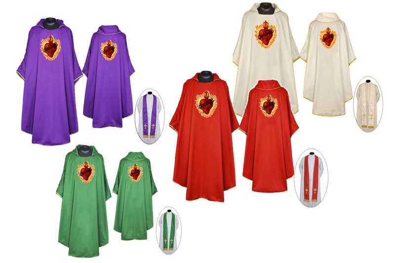 Heart of Jesus Chasuble & Stole - in all Liturgical colours