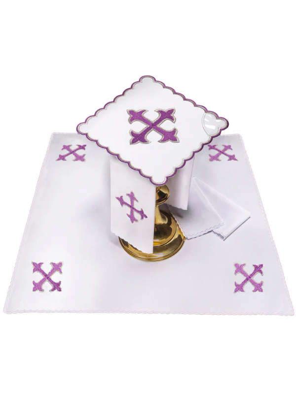 Haftina House Altar Linen Set - Fleur de Lis Cross