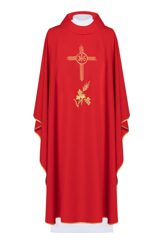 Haftina House Chasuble - JHS Cross with Vines & Grapes