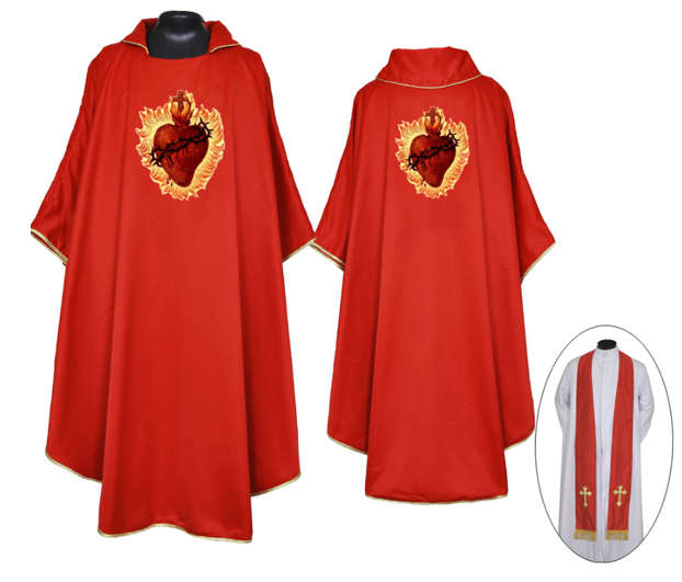 Heart of Jesus Chasuble & Stole - in all Liturgical colours