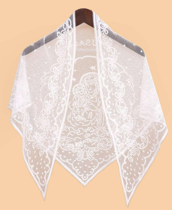 Jerusalem Mantilla Veil - White