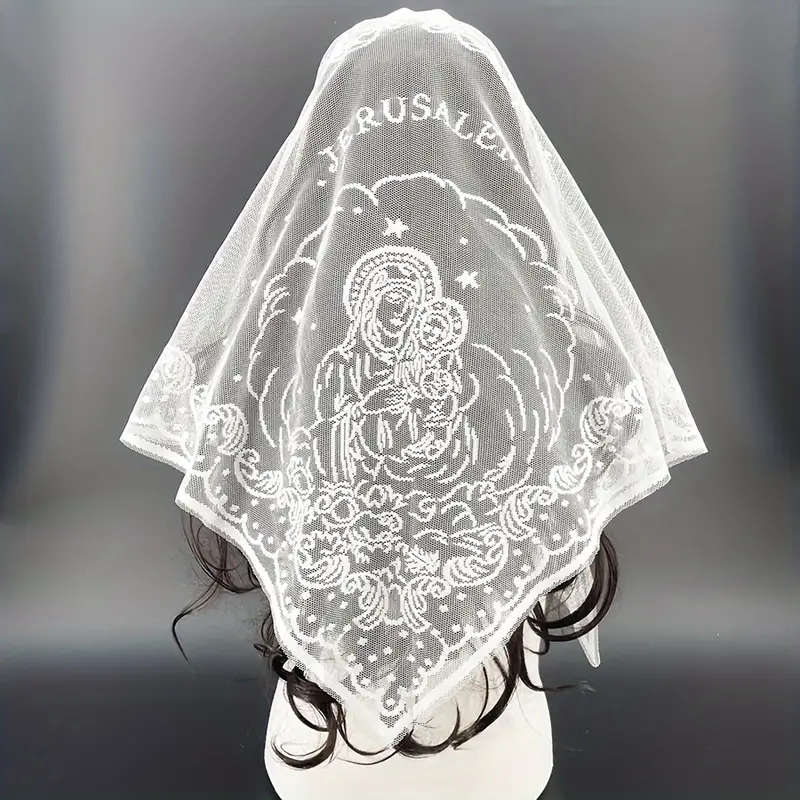 Jerusalem Mantilla Veil - White