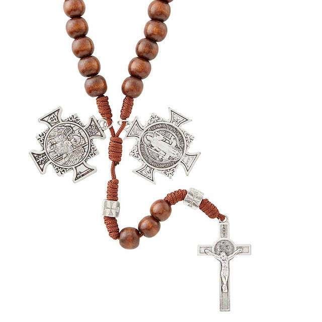 Spiritual Warrior Rosary - Creed - Brown Wooden