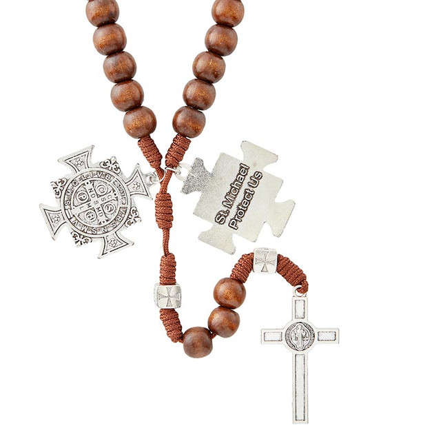 Spiritual Warrior Rosary - Creed - Brown Wooden