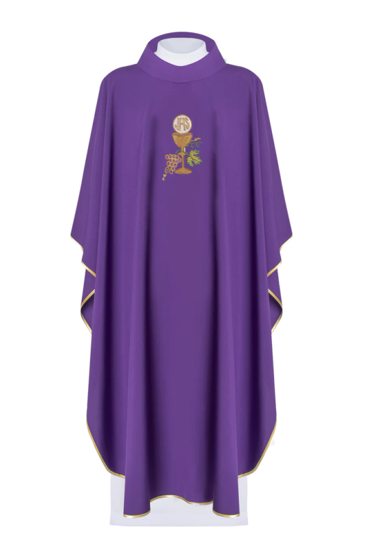 Haftina House Chasuble - Chalice/Eucharist JHS - Vines and Grapes