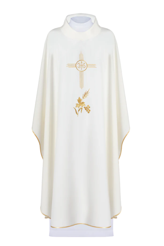 Haftina House Chasuble - JHS Cross with Vines & Grapes
