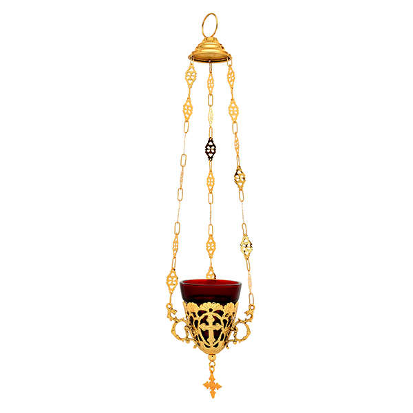 Cross Hanging Oil Tabernacle Lamp (Can be Electrified)