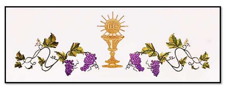 Haftina House - Altar Cloth - Chalice/Eucharist with vines & grapes - 2meters L x 150cm wide