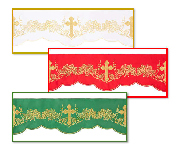 Haftina House - Altar Cloth - White/Golden embroidery - Vines, Grapes & Cross - 2meters*150cm wide