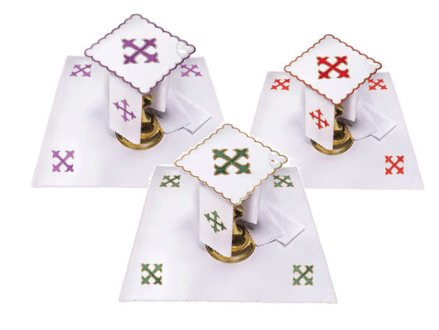 Haftina House Altar Linen Set - Fleur de Lis Cross