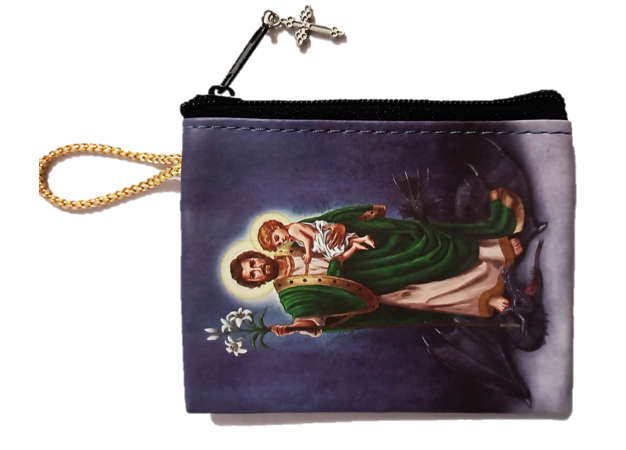 St Joseph Terror of Demons Rosary Zipper Bag with Cross