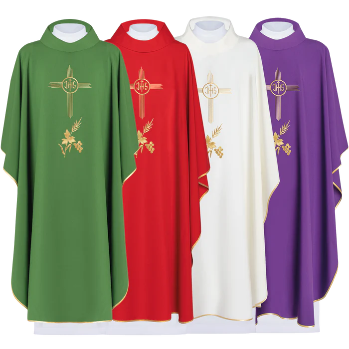 Haftina House Chasuble - JHS Cross with Vines & Grapes