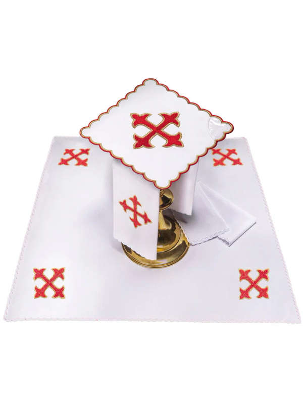 Haftina House Altar Linen Set - Fleur de Lis Cross