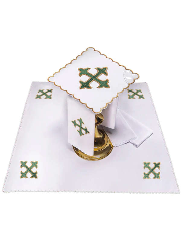 Haftina House Altar Linen Set - Fleur de Lis Cross