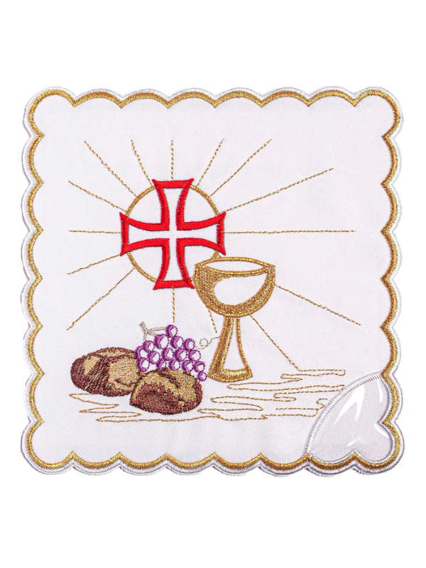 Haftina House Altar Linen Set - Chalice, Bread & Grapes - Cross
