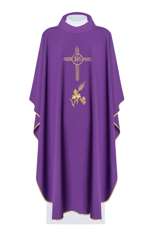 Haftina House Chasuble - JHS Cross with Vines & Grapes