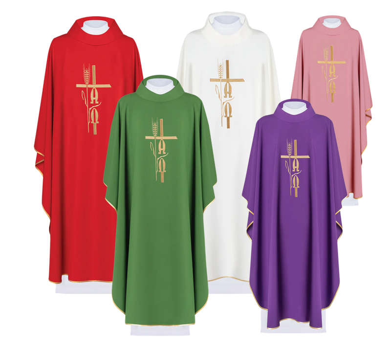 Haftina House - Alpha & Omega Chasuble in all Liturgical Colours