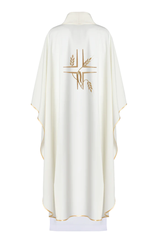 Haftina House Chasuble - Cream with open Cross & Wheat - Poland Import