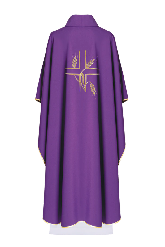 Haftina House Chasuble - Cream with open Cross & Wheat - Poland Import