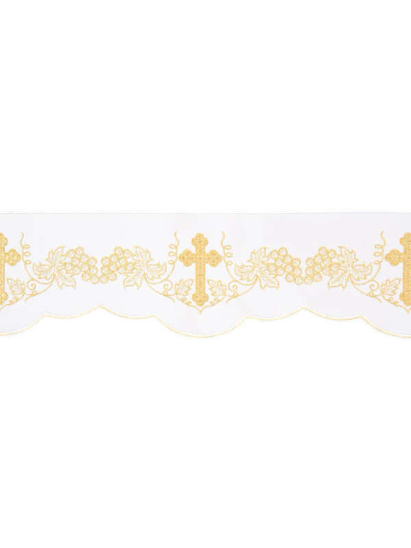 Haftina House - Altar Cloth - White/Golden embroidery - Vines, Grapes & Cross - 2meters*150cm wide