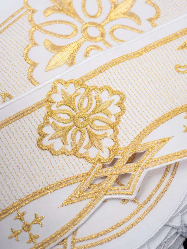 Haftina House Altar Cloth - White with 20cm Embroidery/Ornate Cross in Liturgical Colours *2m x 1...