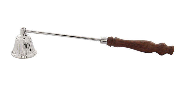 25cm Silver Snuffer with Wooden handle