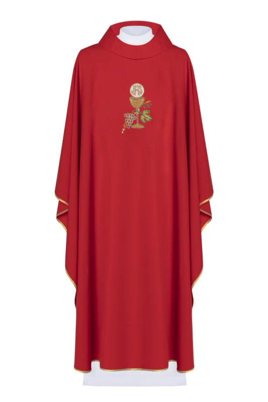 Haftina House Chasuble - Chalice/Eucharist JHS - Vines and Grapes