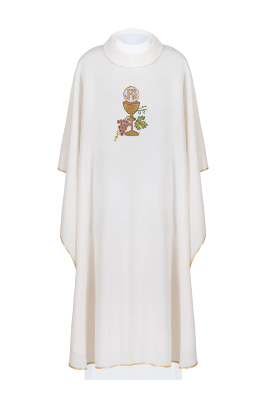Haftina House Chasuble - Chalice/Eucharist JHS - Vines and Grapes