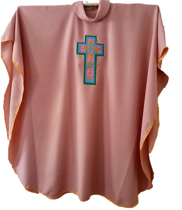 Cross Design - Rose Pink Chasuble & Inner Stole