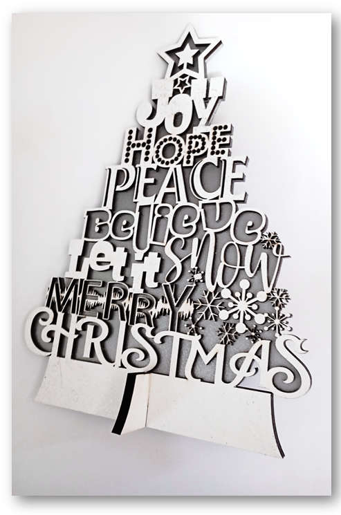 28.5cm Standing Christmas Tree with Christmas Messages of Joy, Hope, Peace, etc.