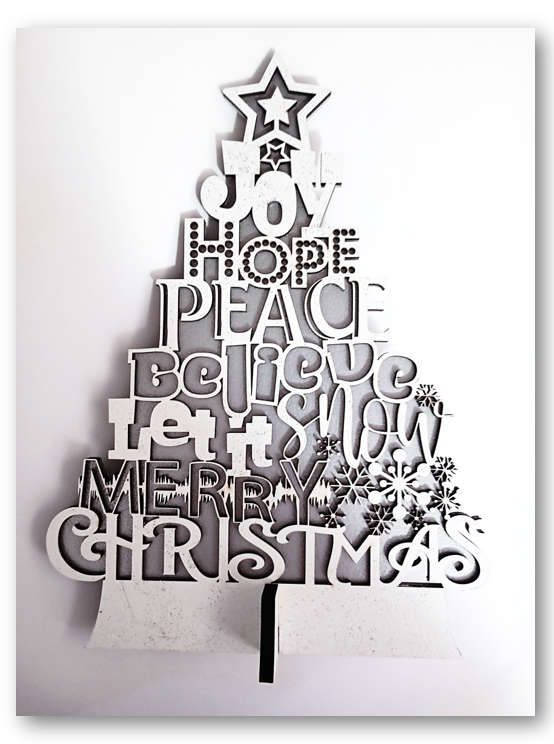 28.5cm Standing Christmas Tree with Christmas Messages of Joy, Hope, Peace, etc.