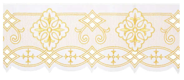 Haftina House Altar Cloth - White with 20cm Embroidery/Ornate Cross in Liturgical Colours *2m x 1...