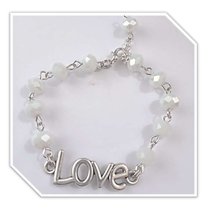 Austrian Glass Crystal Love Bracelet in White