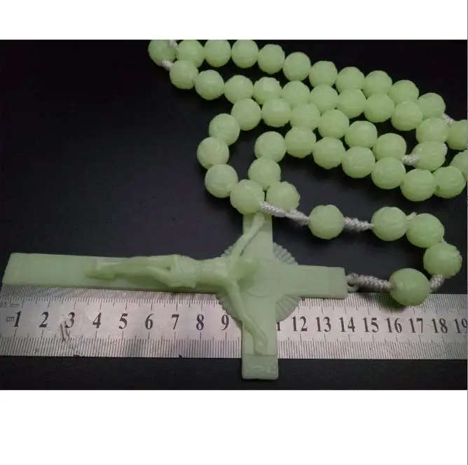 Luminous Rosary with 15mm Rose Bud beads - Wall