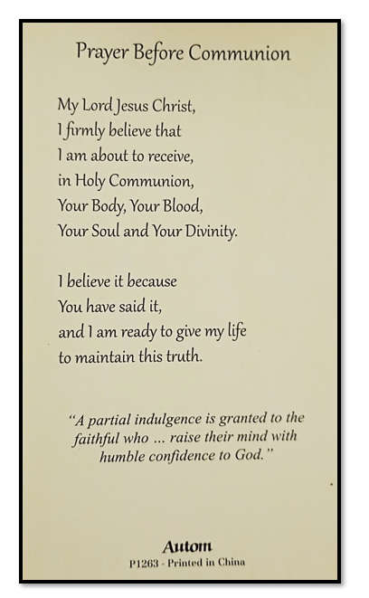 Prayer before Communion Holy Card